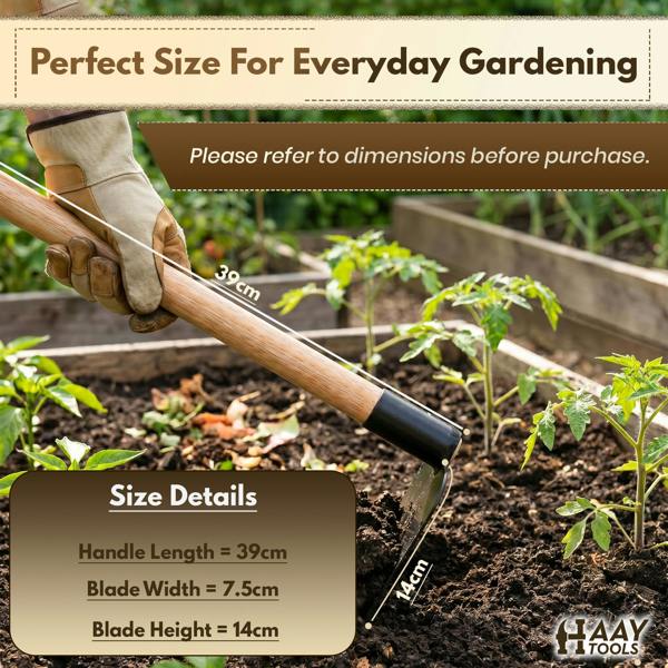 HAAY TOOLS Garden Hoe, Digging Hoe & Draw Hoe for Weeding, Soil Cultivation & Root Removal – Mattock Style Hand Gardening Tool