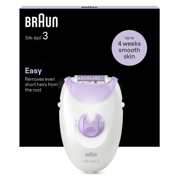 Braun Silk-epil 3, Corded Epilator For Hair Removal, Weeks Of Smooth Skin, 3-000 - Purple