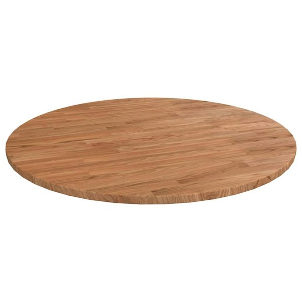 Berkfield Round Table Top Light Brown �_�”�_90x1.5 cm Treated Solid Wood Oak