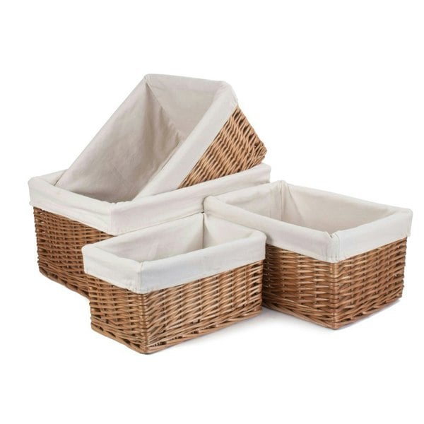 Lined Double Steamed Storage Wicker Basket