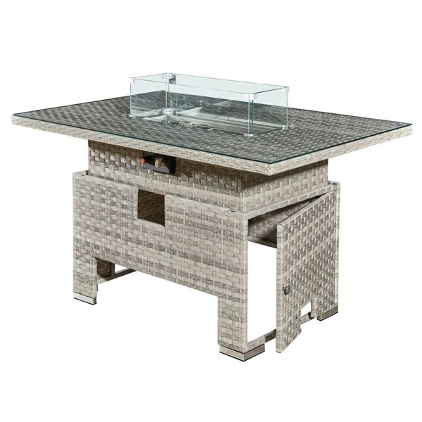 RoyalFire Royal Fire Icarus Rattan Rising Firepit Table in Dove Grey