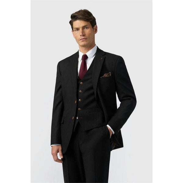 Antique Rogue Regular Fit Black Texture Stretch Jacket