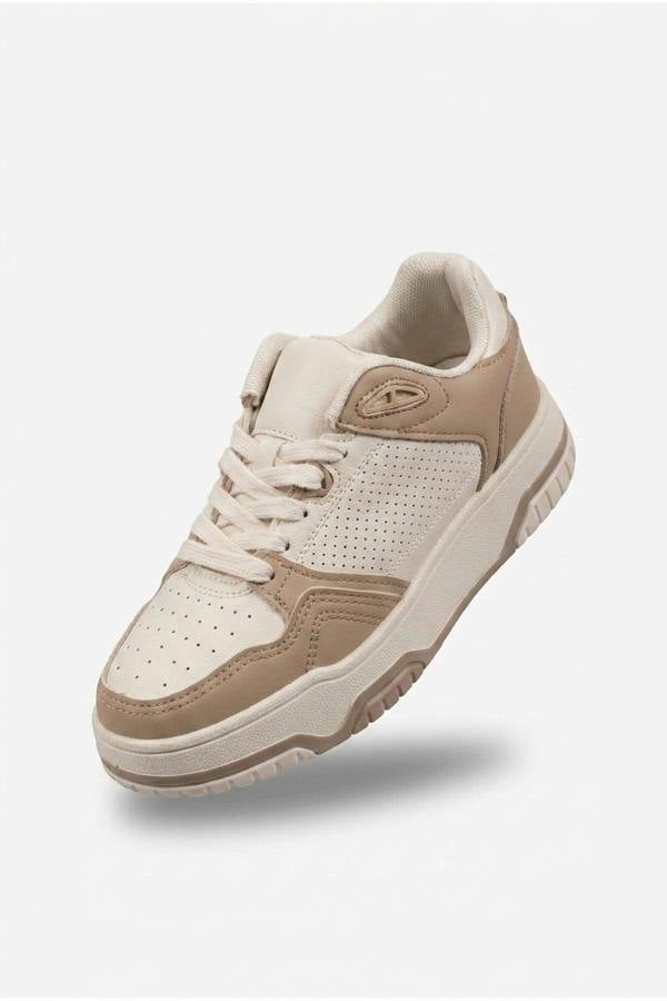 Cordelia Two Tone Panel Chunky Trainers - Beige