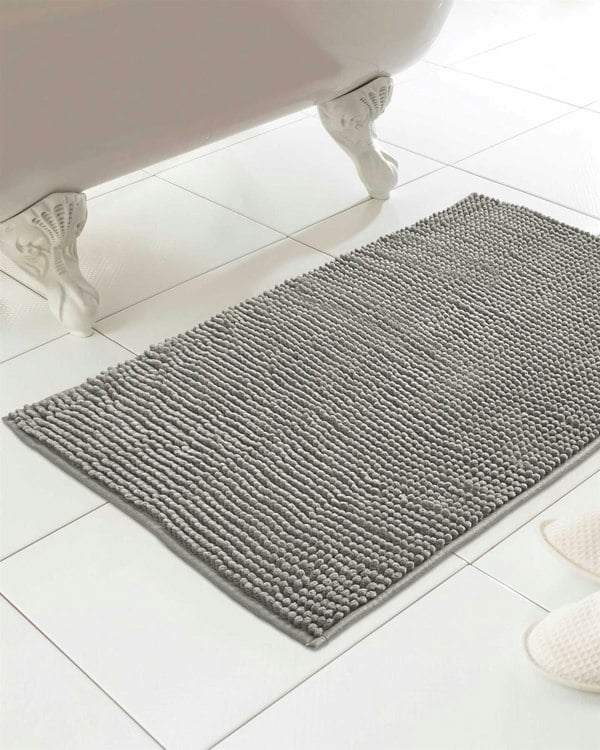 Country Club Chenille Loop Grey Bath Mat