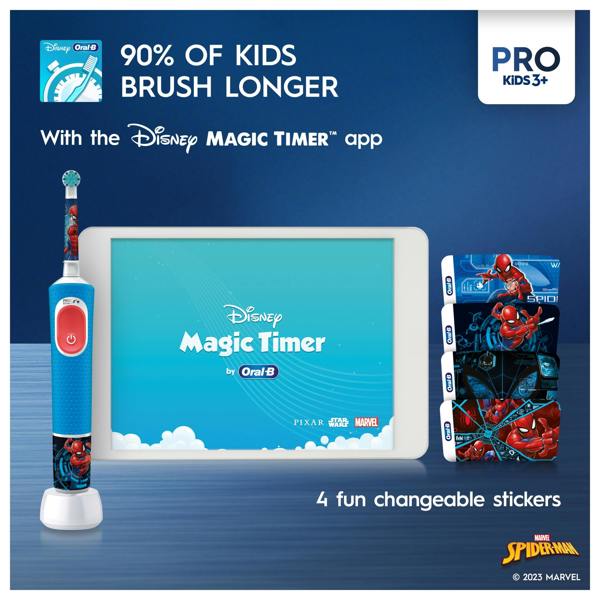 Oral-B Pro Kids Spider-Man Electric Toothbrush Designed By Braun