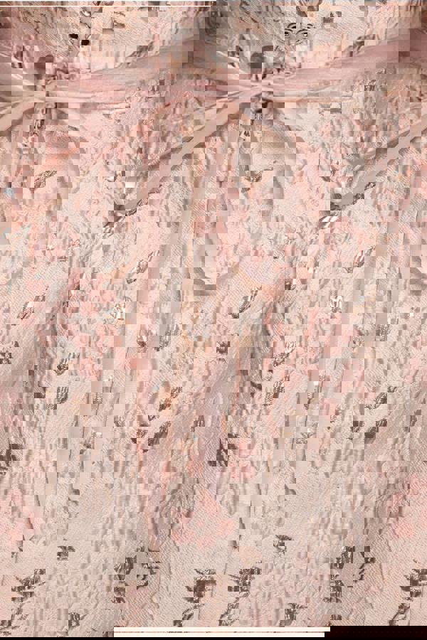 Lace Up Jacquard Mini Dress With Organza Wings - Blush Pink DR4781