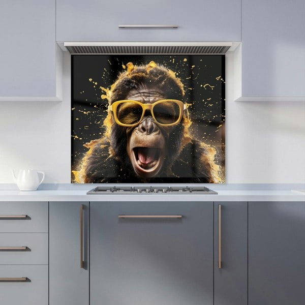 Warren Reed - Designer Splashart Monkey Face With Yellow Glasses Kitchen Splashback