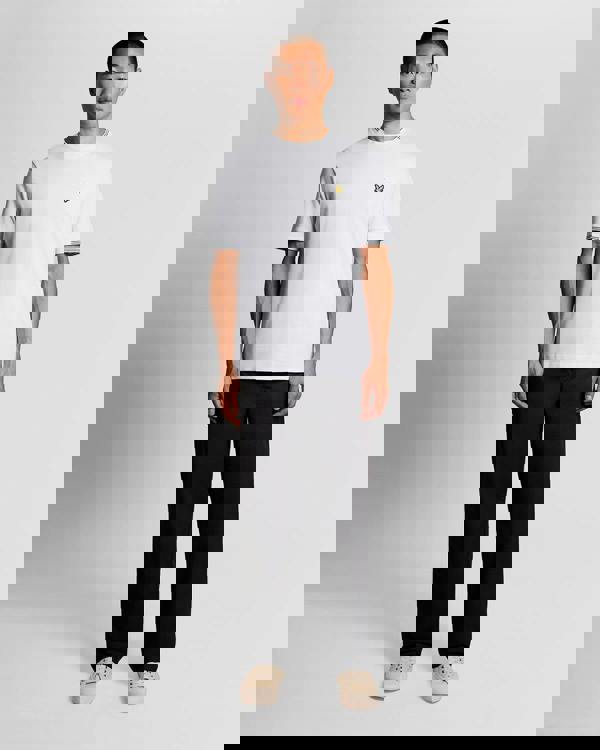 Lyle & Scott Fine Tipped Mens T-Shirt - Y162 White/Everglade | CHO | Designer Mens Short Sleeve T-Shirts