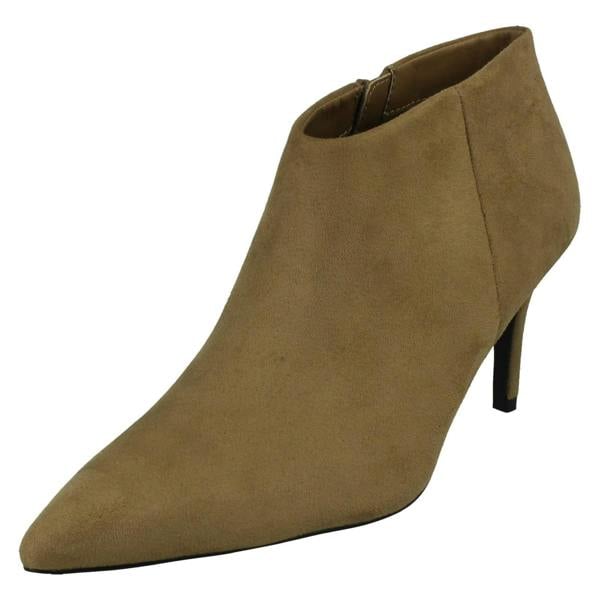 Spot On Ladies Spot On High Heel Low Cut Ankle Boot with Metal Heel Trim F51229