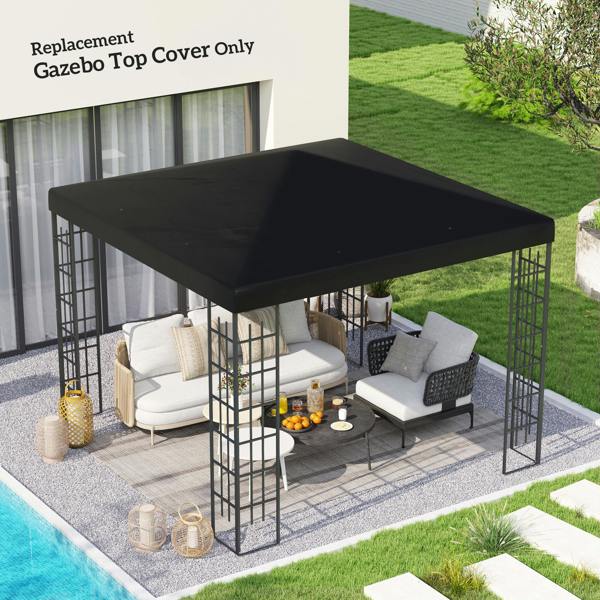 Outsunny 3 x 3(m) Gazebo Canopy Replacement Cover, UPF30+, Black - Black
