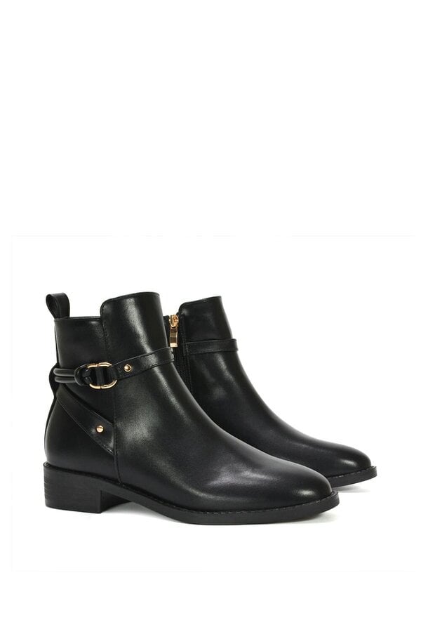XY LONDON Ankle Boots Buckle Strap Low Heel Chelsea