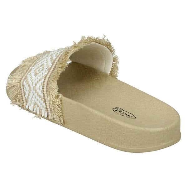 Spot On Ladies Spot On Fringe Trim Sliders