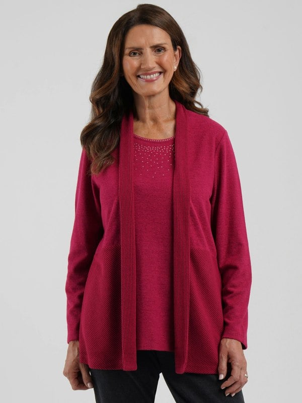 TIGI-Wear Ribbed Mock Cardi Top