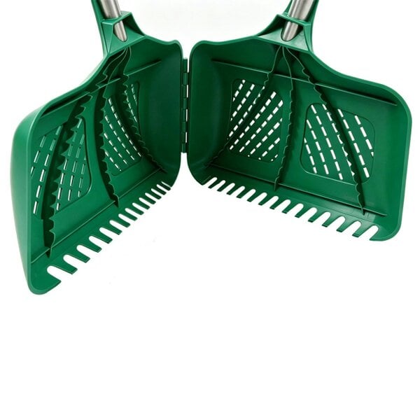 Gr8 Garden 2in1 Garden Leaf Grabber Rake Telescopic Long Handle Collector Leaf Scoops Green
