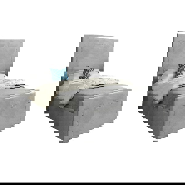 Casa Magna Lucca Upholstered Soft Velvet Bed Frame - Grey