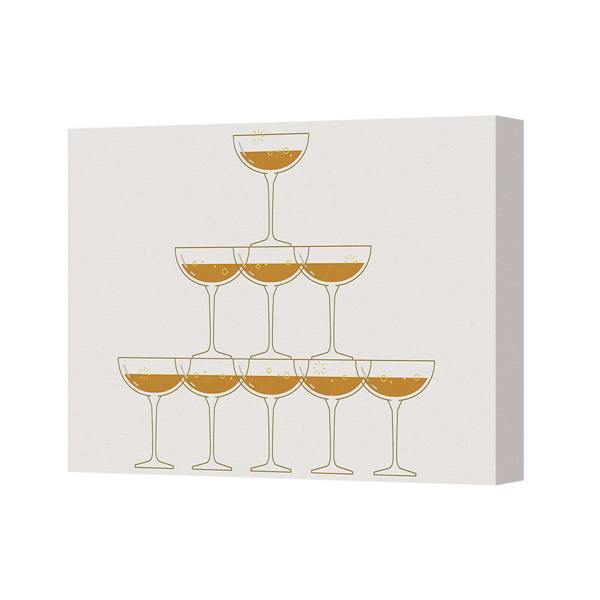Benjamin Tate Design Canvas Wall Art Champagne Glass Pyramid Modern Abstract Print
