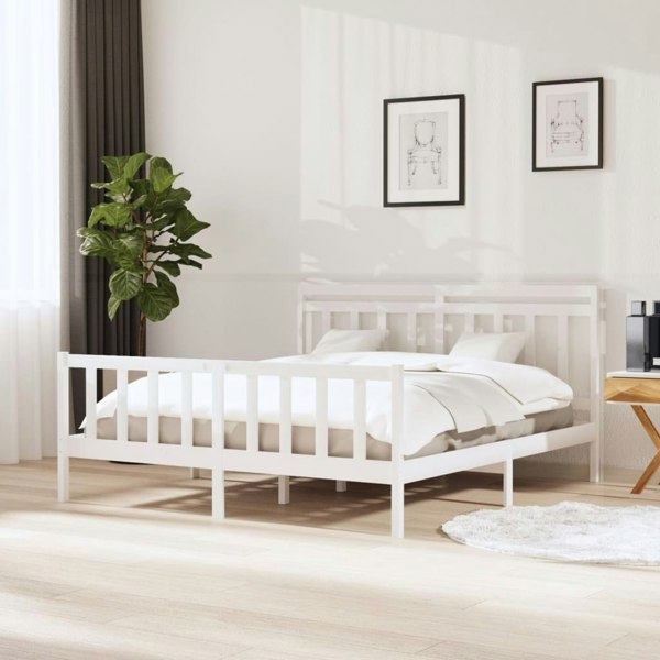 Berkfield Bed Frame White Solid Wood 160x200 cm