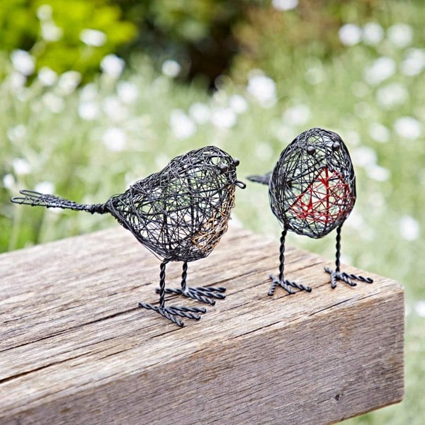 Paper High Set of Two Wire Robin Decorative Ornament