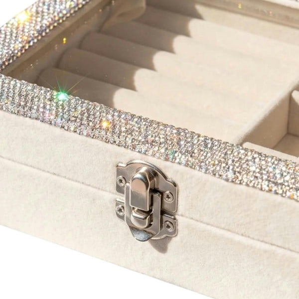 Love EMVY Sparkly Crystal Jewellery Box with Ring Rolls & Compartments