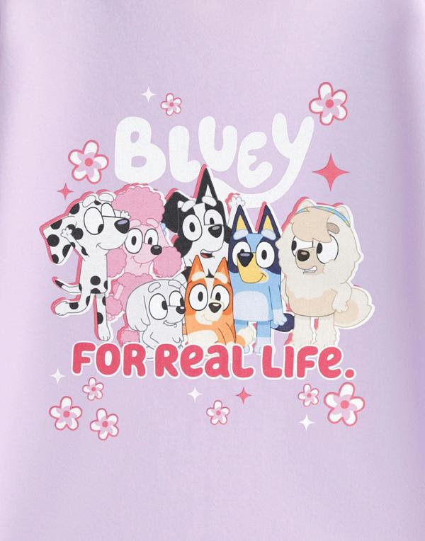 Vanilla Underground Bluey Girls Purple For Real Life Short Sleeved T-Shirt