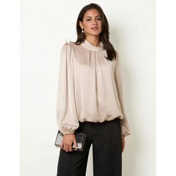 Blue Vanilla Satin Cowlneck Pullover