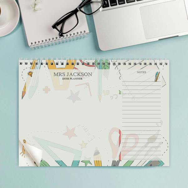 Personalised Teacher A4 Desk Planner - close-up detail