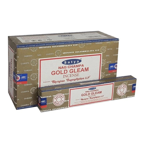 Serano Set of 12 Packets of Gold Gleam Incense Sticks by Satya