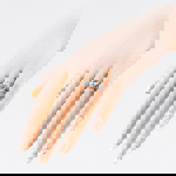 T. H. Baker Platinum Blue 0.72ct Sapphire & 0.43ct Brilliant Cut Diamond Half Eternity Ring 22707