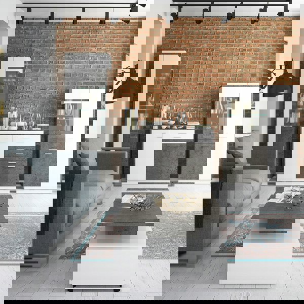 Furniture To Go Zingaro Low display cabinet (LH) in Grey and White