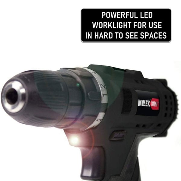 Mylek 18V Cordless Li-ion Drill And 13 Piece Accessory Set