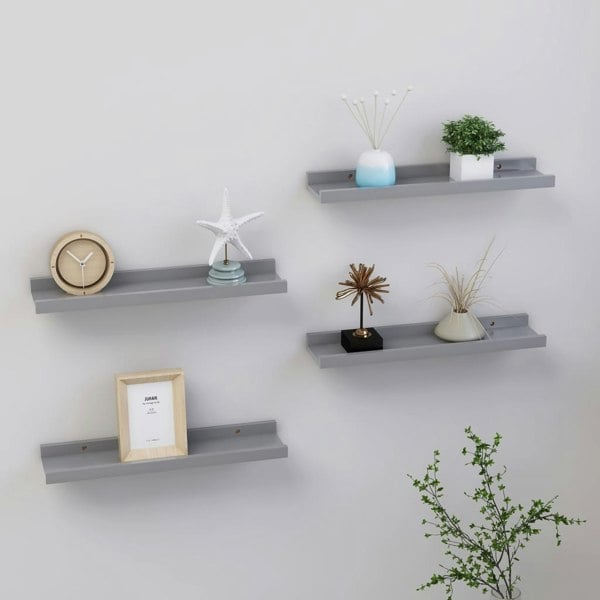 Berkfield Wall Shelves 4 pcs Grey 40x9x3 cm