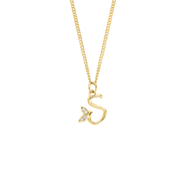 Say It With Dainty Winged Initial Charm Necklace - Sterling Silver
