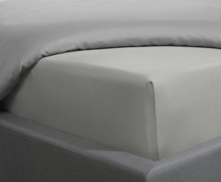 Smart Living Luxurious 300 Thread Count 100% Cotton Sateen Anti-Allergy Fitted Sheet with Pillowcase Pair - Silver