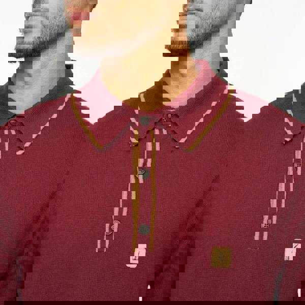 Gabicci V55GM09 Mens Lineker Long Sleeve Knitted Three Button Polo Gabicci Vintage - MULBERRY