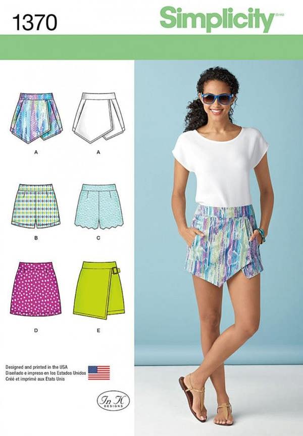 Simplicity Sewing Pattern 1370, Shorts, Skirts for Women, D5 (4-6-8-10-12) - Easy