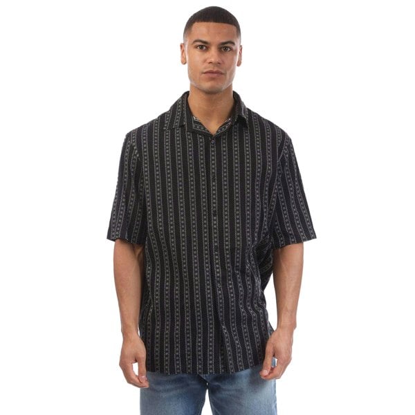 Off-White Off White Mens Arrow Stripes Bowling Shirt - Black