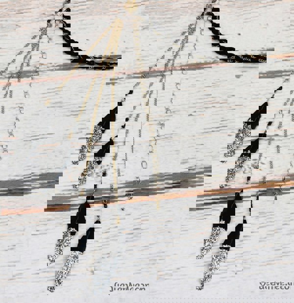  boho headband with feathers and glitter in black