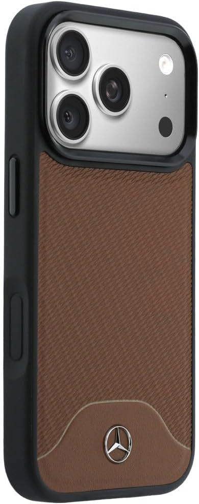 Mercedes Benz Wood Effect and Curve Leather Case with MagSafe for iPhone 17 Pro 6.3" Brown - MEHMP17L25PCBPWA