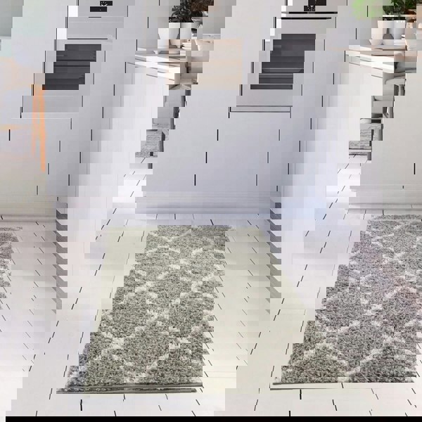 Moroccan Design Thick Shaggy Area Rugs Grey