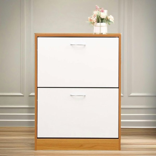 Rafaelo Mobilia 2 Drawer Shoe Storage Cabinet Pine White