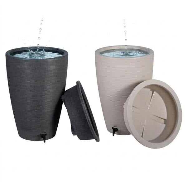 120 Litre Stylish Amesbury Stone Water Butt Rain Collector With Tap & Lid Garden Water Storage Tank