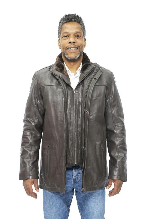 Infinity Leather Mens Leather Mid Length Coat-Hanoi