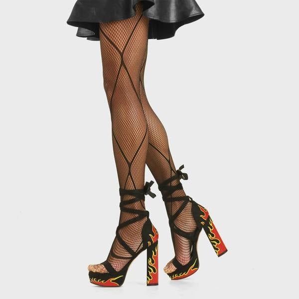 Lamoda Blow Ya Mind Platform Sandals Black Suede Chunky Gothic Heels