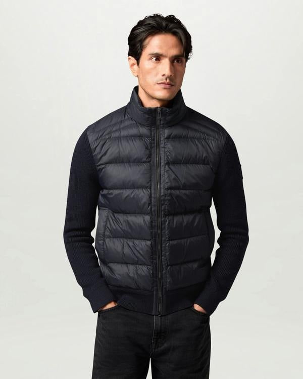 Belstaff Mens Compound Hybrid Down Jacket - Dark Ink | CHO | Designer Mens Hybrid Jackets