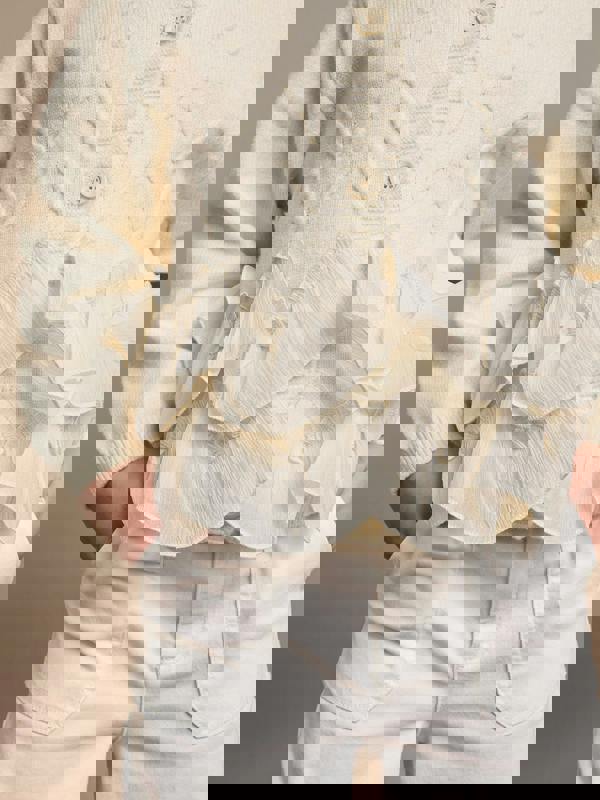 GWD Snowflake Ruffle Cream Cardigan