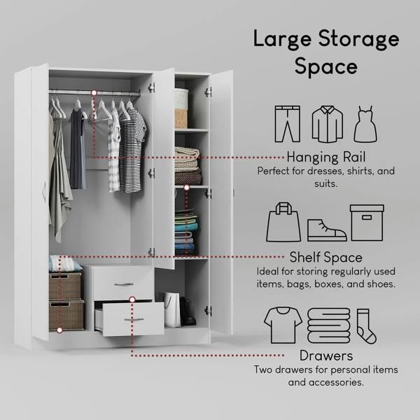 Vida Designs Riano 3 Door 2 Drawer Mirrored Wardrobe