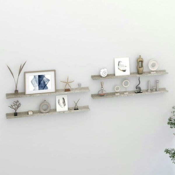 Berkfield Wall Shelves 4 pcs Concrete Grey 100x9x3 cm