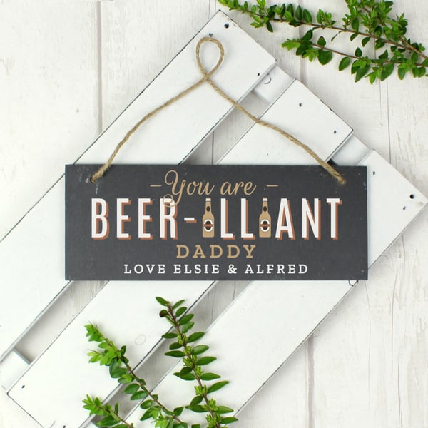 Personalised Memento Company Personalised Beer-illiant Hanging Slate Sign