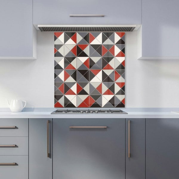 Warren Reed - Designer Grey Red Triangle Geometric Kitchen Splashback