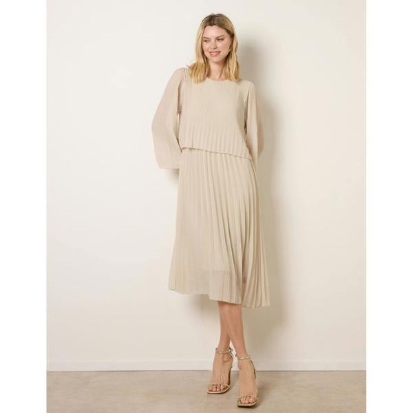 Blue Vanilla Chiffon Pleated Dress